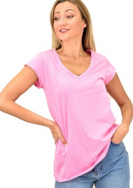 First Woman - Γυναικεία μπλούζα με V λαιμόκοψη Ροζ 9906