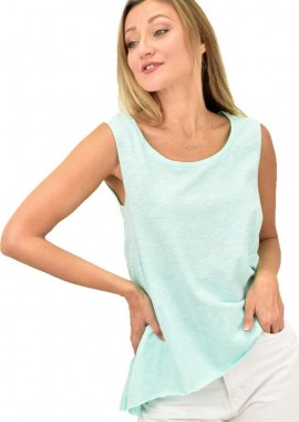 First Woman - Γυναικεία μπλούζα αμάνικη ασύμμετρη με στρογγυλή λαιμόκοψη Βεραμάν 10729