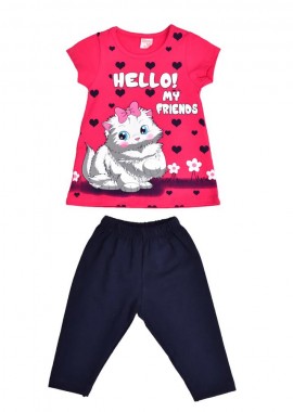 Potre OR - Παιδικό σετ με κολάν HELLO! Φούξια 15618