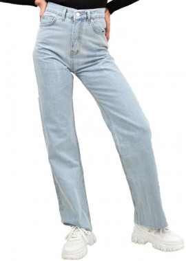 Potre OR - Tζιν παντελόνι straight με φλόγα Μπλε Τζιν 12769