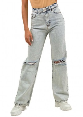 Potre OR - Τζιν σε ίσια γραμμή με σκισίματα Μπλε Τζιν 17511