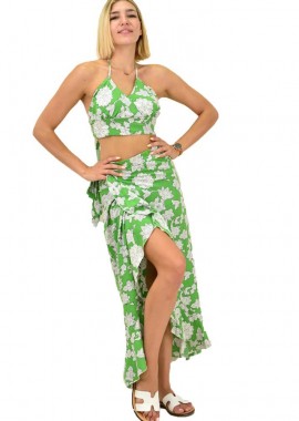 First Woman - Γυναικείο σετ με σχέδιο φλοράλ Πράσινο 16812