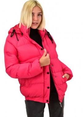 Potre OR - Puffer μπουφάν με αφαιρούμενη κουκούλα Φούξια 17653