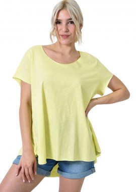 First Woman - Ασύμμετρο Κοντομάνικο Μπλουζάκι Κίτρινο 24551