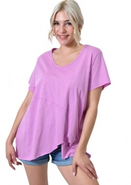 First Woman - Ασύμμετρο Κοντομάνικο Μπλουζάκι Ροζ 24564