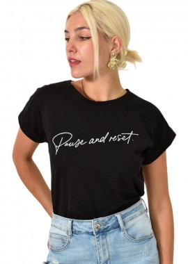 First Woman - T-shirt με τύπωμα Μαύρο 25546