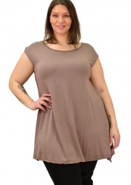 First Woman - Γυναικεία μπλούζα μονόχρωμη oversized Μπεζ 19144