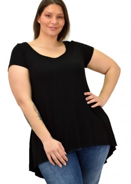 First Woman - Γυναικεία μπλούζα ασύμμετρη oversized Μαύρο 19079