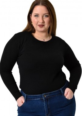 Potre OR - Πλεκτή basic μπλούζα plus size Μαύρο 22759