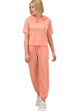 Potre OR - Γυναικείο σετ με κουκούλα ανοιξιάτικο Κοραλί 10472