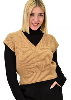 Potre OR - Γυναικεία καζάκα crop Μπεζ 9076