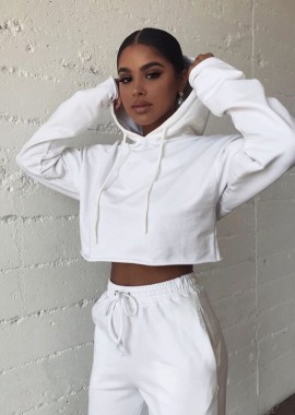sense-shop - ΦΟΥΤΕΡ CROP ΛΕΥΚΗ - CROP HOODIE