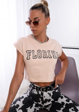 sense-shop - MY FLORIDA BEIGE CROP T-SHIRT