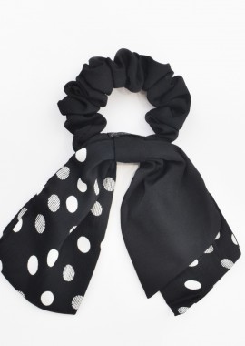 MAT FASHION - Scrunchie σατέν με πουά φιόγκο