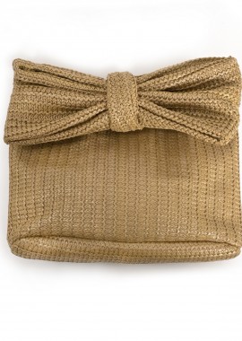 MAT FASHION - Ψάθινη clutch τσάντα με φιόγκο