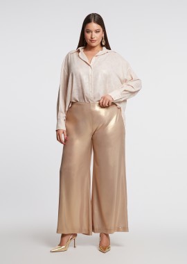 MAT FASHION - Metallic gold παντελόνα με ελαστική μέση