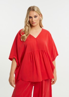 MAT FASHION - Αέρινη μπλούζα από modal με V-λαιμόκοψη