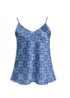 MAT FASHION - Σατέν τοπ εμπριμέ με ρυθμιζόμενες τιράντες