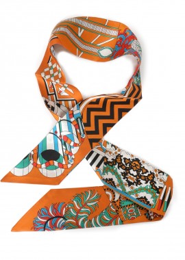 MAT FASHION - Μεταξωτό scrunchie με print μαντηλιού