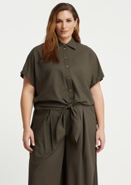 MAT FASHION - Πουκάμισο με τσέπες και δέσιμο μπροστά