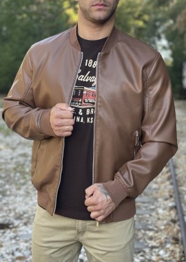 Bread and Buttons - Bread and Buttons ανδρικό ταμπά Jacket Bomber από δερματίνη G12318T