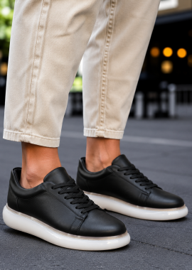 CHEKICH - Ανδρικά ασπρόμαυρα δίσολα Sneakers λαστιχένια σόλα CH295