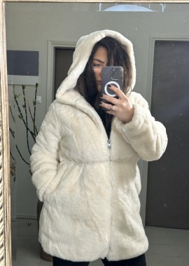 Amelie's - Faux Fur Coat Maxin Μπεζ