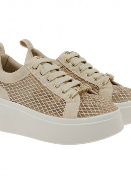 Renato Garini - Renato Garini Γυναικεία Παπούτσια Sneakers 615-19R Μπέζ Φιλτιρέ Στρας W119R61534K5
