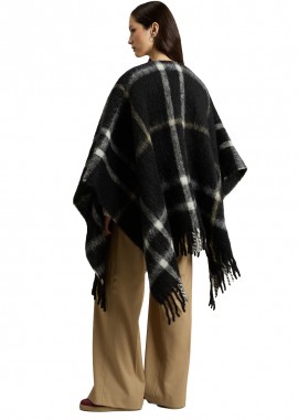 WOOLRICH - ΓΥΝΑΙΚΕΙΑ ΚΑΠΑ BRUSHED ALPACA CHECK WOOLRICH ΜΑΥΡΟ