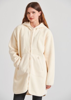 FUNKY BUDDHA - Μακριά fleece oversized γυναικεία φούτερ ζεκέτα