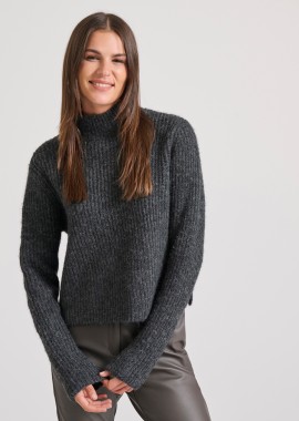 FUNKY BUDDHA - Wool blend πλεκτή μπλούζα με ψηλή λαιμόκοψη