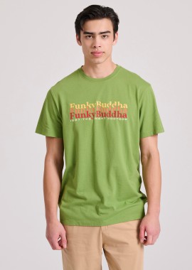 FUNKY BUDDHA - T-shirt με colorblock branded τύπωμα