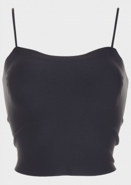 gsecret - Γυναικεία μπλούζα crop top μονόχρωμη. ΜΑΥΡΟ