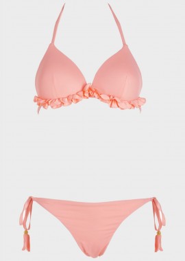 gsecret - Bikini τριγωνάκι μονόχρωμο με βολάν. Καλύπτει C Cup. ΣΟΜΟΝ