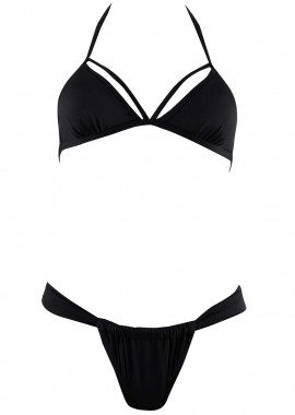 gsecret - Σέτ μαγιό τρίγωνο αποσπώμενη ενίσχυση bikini brazil. Καλύπτει B cup ΜΑΥΡΟ