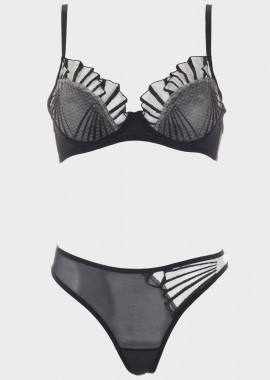 gsecret - Γυναικείο σετ sexy bralette see-through ΜΑΥΡΟ