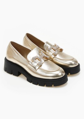 Issue - Loafers με διακοσμητική αγκράφα - Χρυσό