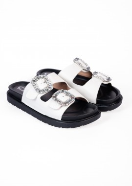 Issue - Σανδάλια flatform με ιδιαίτερες αγκράφες - Λευκό