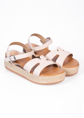 Issue - Σανδάλια flatform με σχοινί στη σόλα - Μπεζ