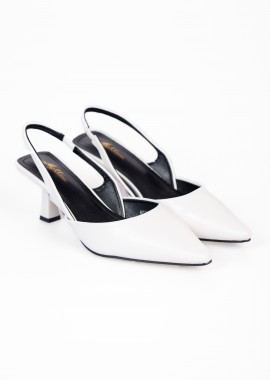 Issue - Μυτερές open heel γόβες με λεπτό τακούνι - Λευκό