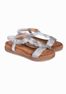 Issue - Σανδάλια flatform με πλεκτό σχέδιο - Ασημί