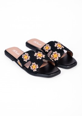 Issue - Φλατ σανδάλια με boho σχέδιο - Μαύρο