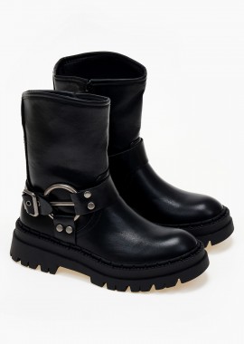Issue - Biker boots με μεταλλική λεπτομέρεια - Μαύρο