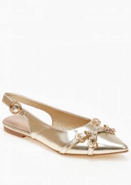 Issue - Ballet shoes μυτερά εξώφτερνα με αγκράφες - Χρυσό