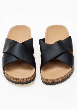 Issue - Σανδάλια flatform με χιαστί σχέδιο - Μαύρο