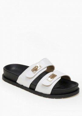 Issue - Σανδάλια flatform με suede φάσες - Λευκό