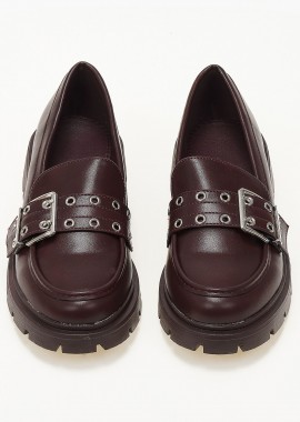 Issue - Loafers με τρακτερωτή σόλα και διακοσμητικό χοντρό λουράκι - Μπορντώ