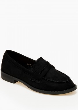 Issue - Γυναικεία χαμηλά loafers με suede υφή - Μαύρο