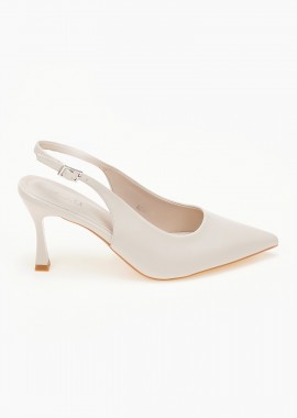 Issue - Μυτερές open heel γόβες με λεπτό τακούνι - Μπεζ