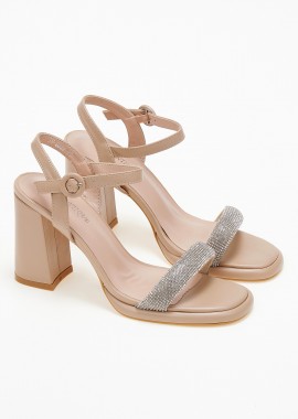 Issue - Πέδιλα με χοντρό τακούνι και glitter - Nude